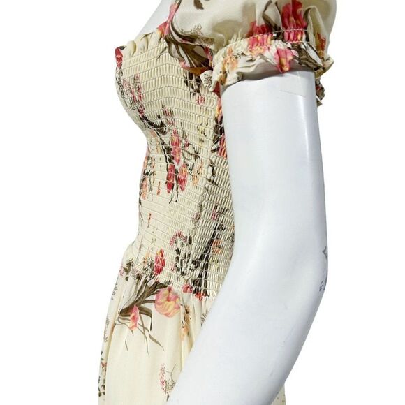 Reformation Inka Dress in Leila Off Shoulder Smocked Floral Womens Size L Large - Picture 4 of 12